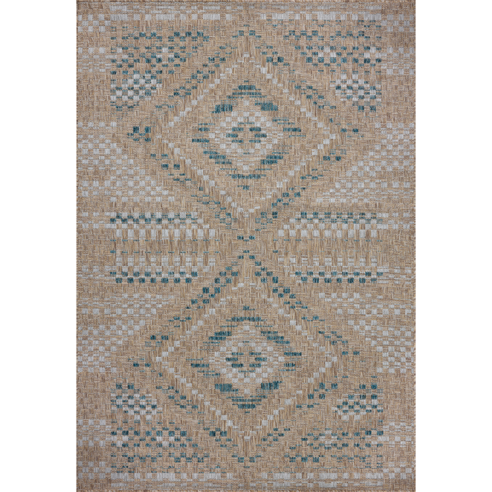 Topanga (Amber Lewis × Loloi) TOP-04 Indoor/Outdoor Rug [Natural/Aqua]