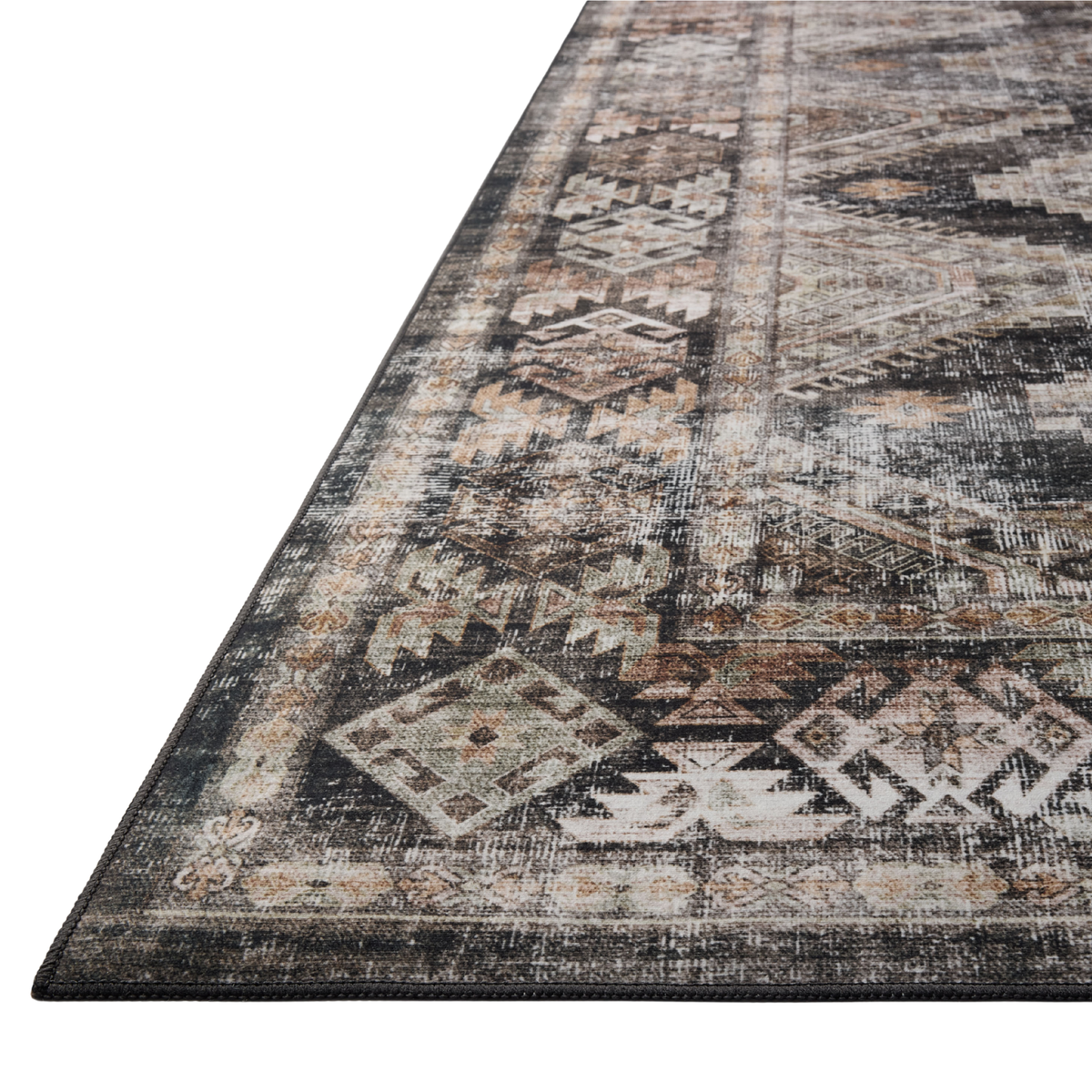Josie (Amber Lewis × Loloi) JOS-04 Machine Washable Rug [Ink/Earth]