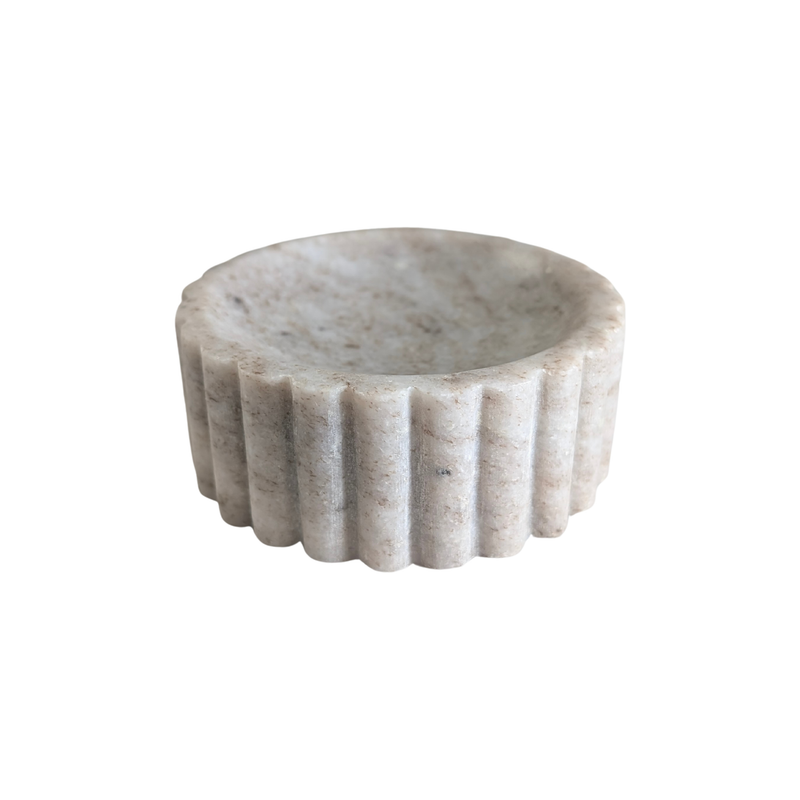 Beige Marble Fluted Soap Dish