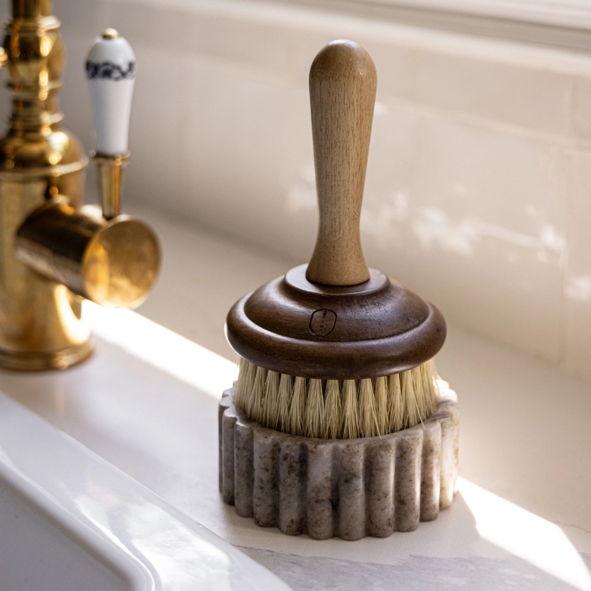 Beige Marble Fluted Soap Dish