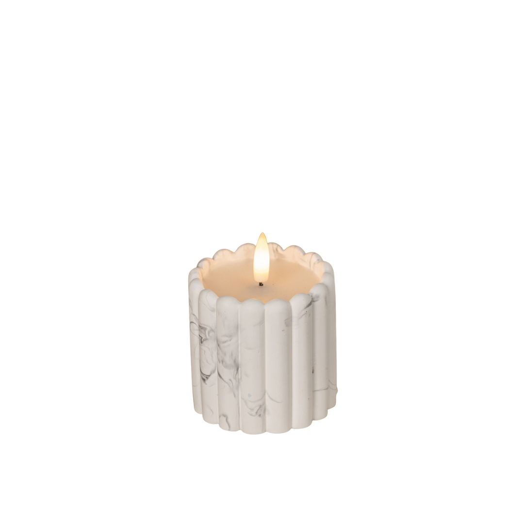 Marble Cement Column 3D Flame Candle