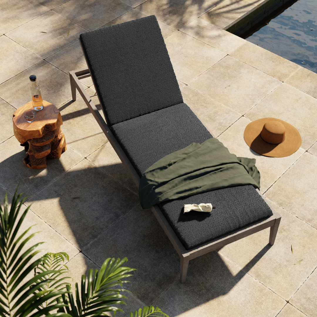 Shay Outdoor Chaise - Weathered Grey