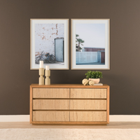 Travona Dresser /w Travertine Drawers