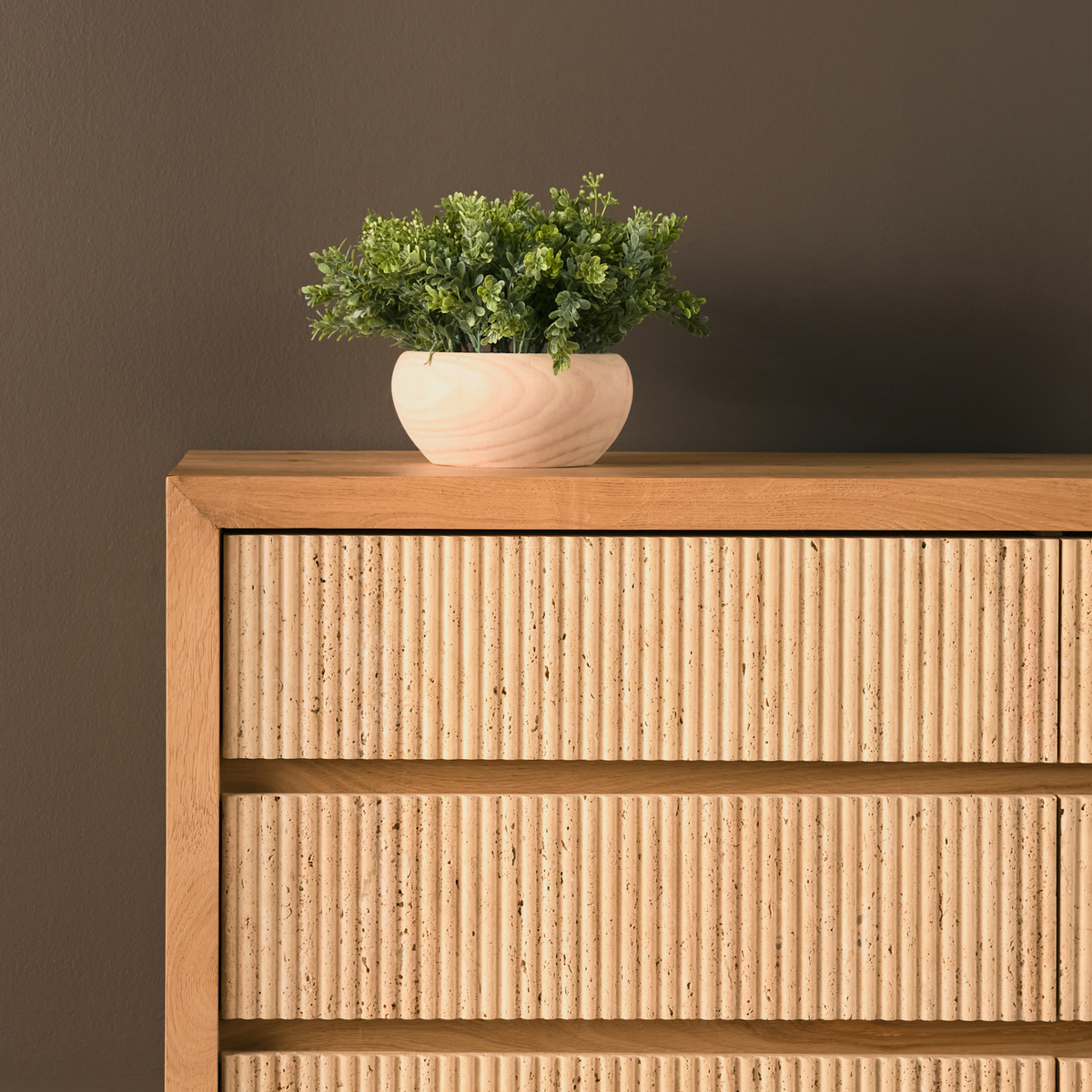 Travona Dresser /w Travertine Drawers