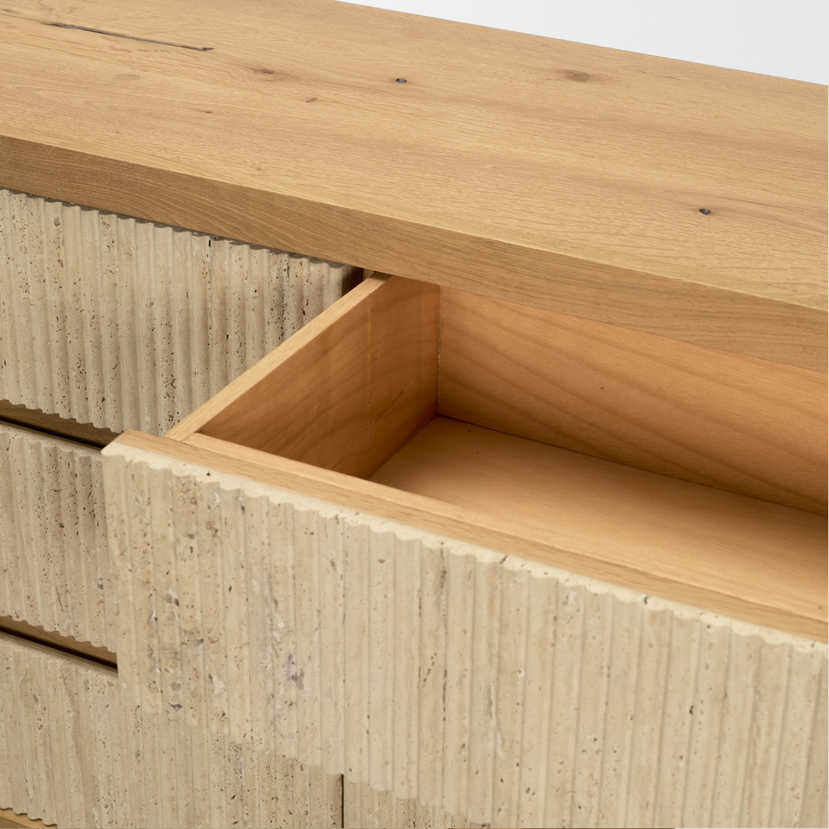 Travona Dresser /w Travertine Drawers