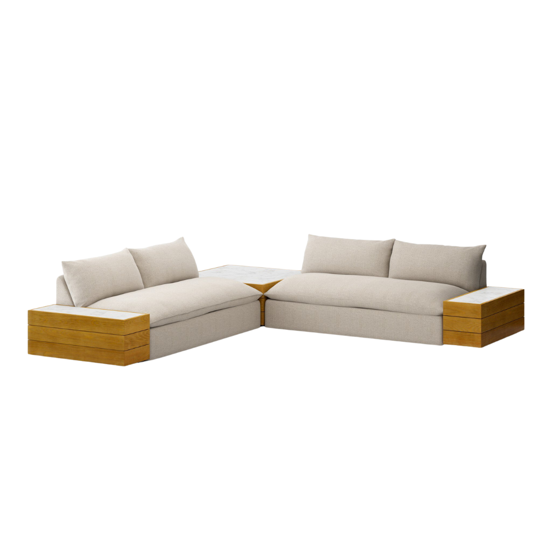 Grady Outdoor 2-PC Sectional /w Coffee and End Tables