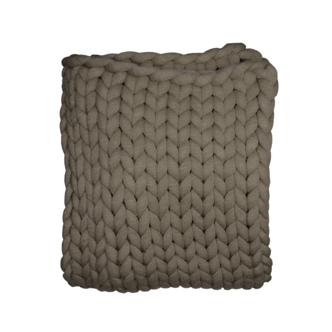 Olive Chunky Knit Throw