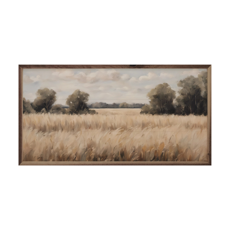 Field Landscape - 16" x 8" Wooden Art Print