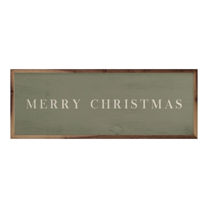 Merry Christmas Green Wooden Sign