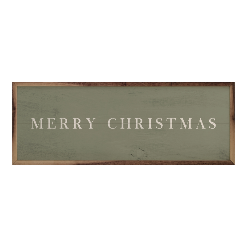 Merry Christmas Green Wooden Sign