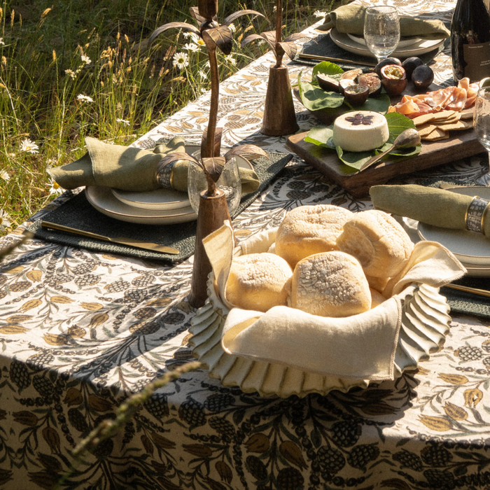 Stria 12" Low Stoneware Vase