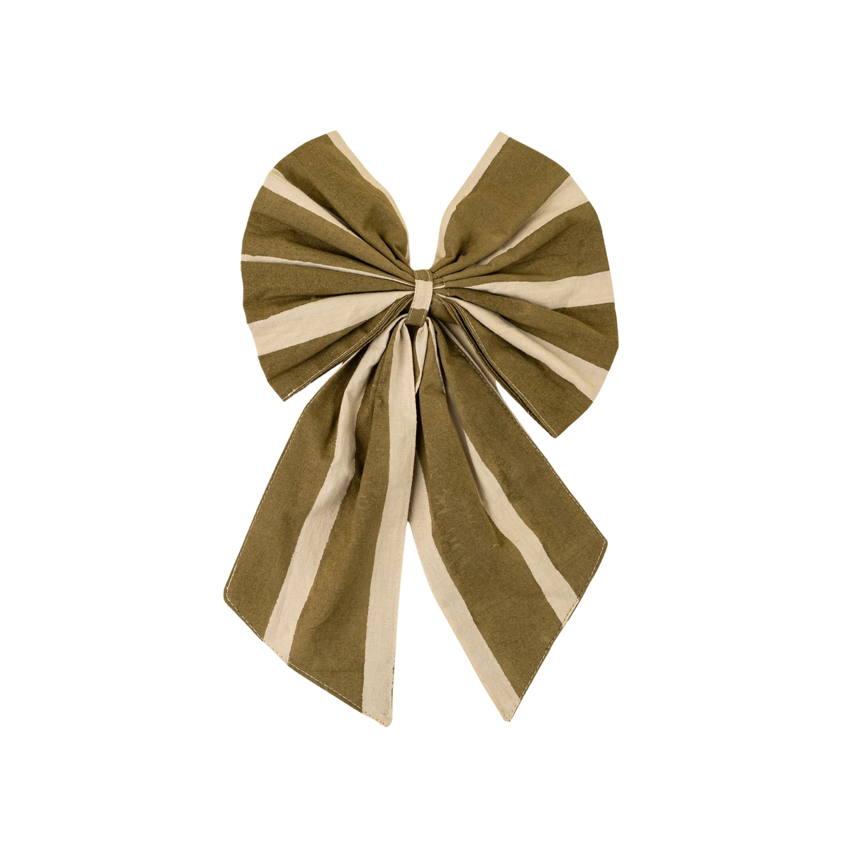 Bow Clip - Block Print Stripe [Olive]