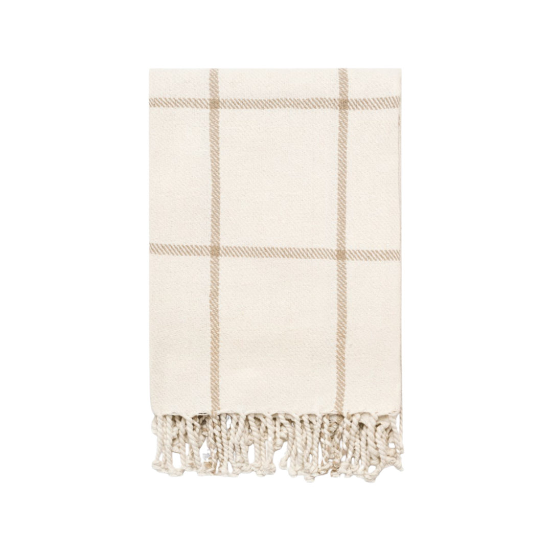 Cotton Checkered Throw - Taupe