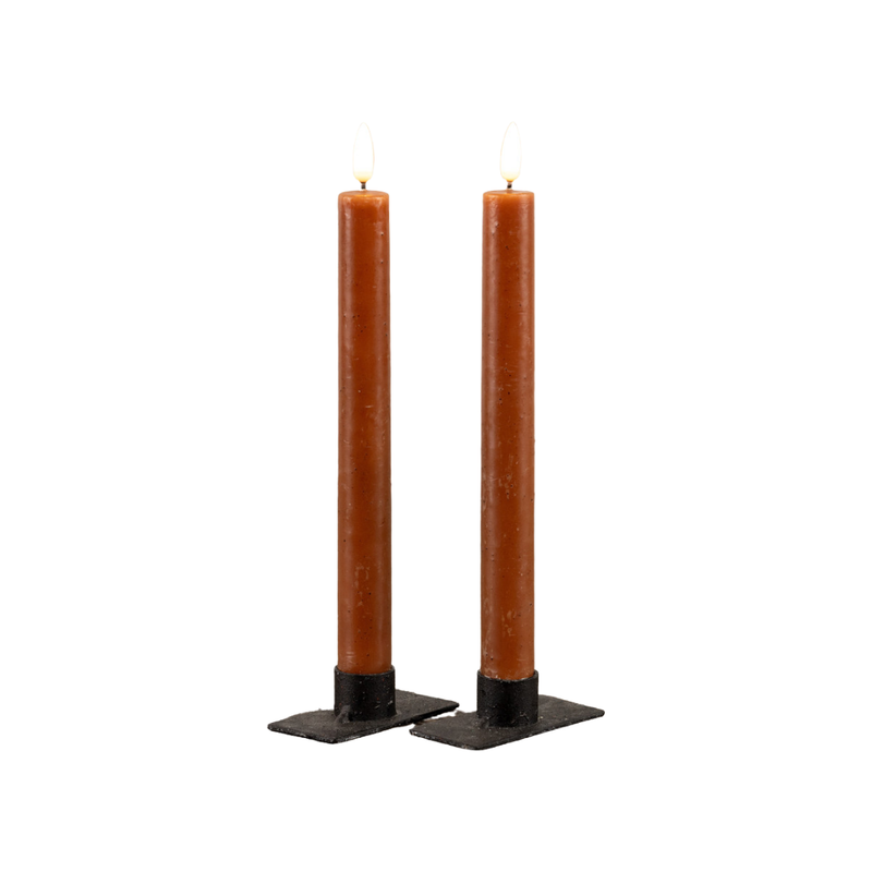 9.5" 3D Flame Bronze Taper Candle [Set of 2]