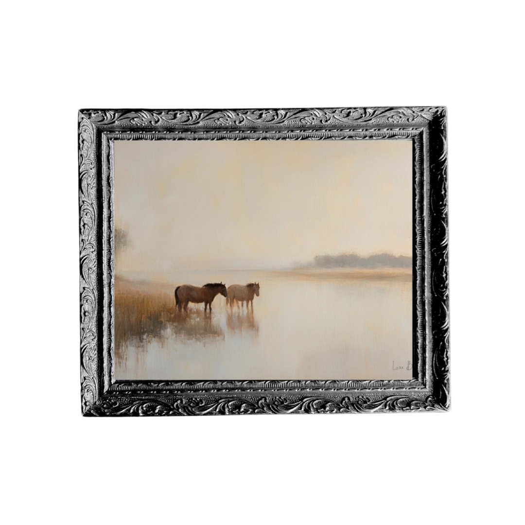 Horses by the River Framed Print [5" x 7"]
