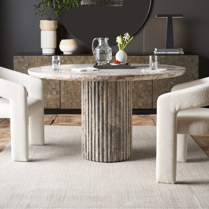 Merrin Round Travertine Dining Table