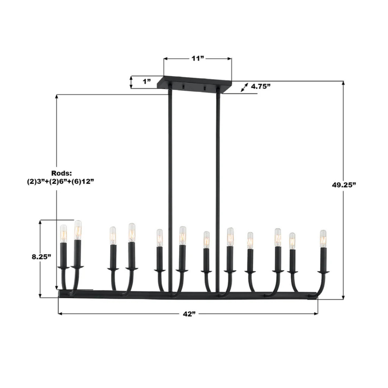 Bailey 12-Light Linear Chandelier