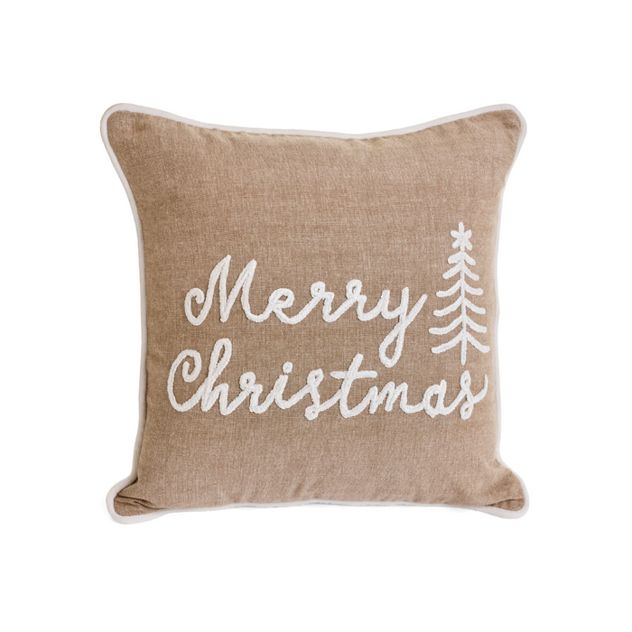 Merry Christmas Pillow [Beige/Ecru Cotton]