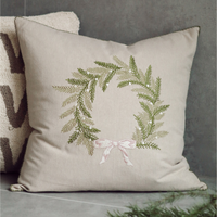 Embroidered Wreath Pillow [20 x 20]
