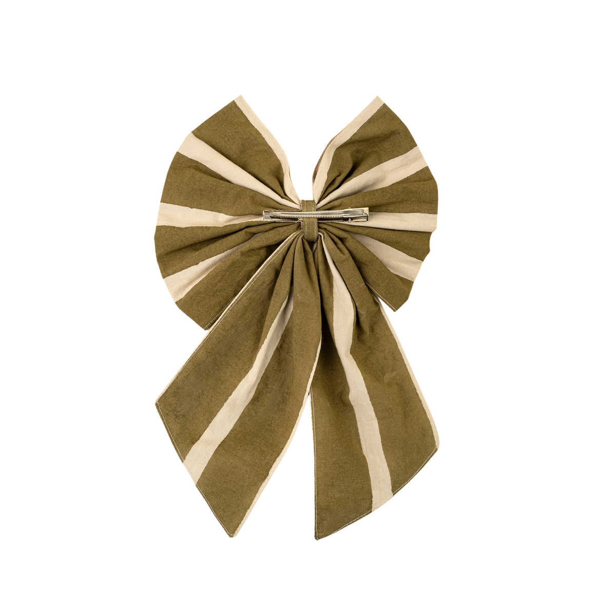 Bow Clip - Block Print Stripe [Olive]