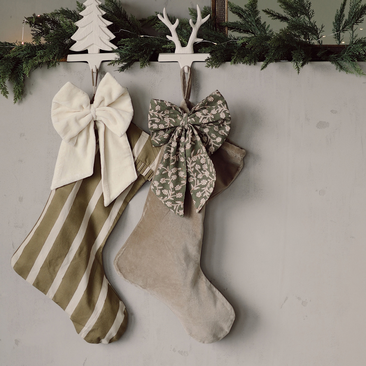 Stocking - Block Print Stripe [Olive]