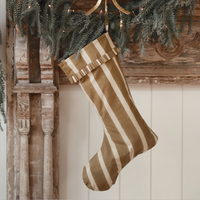 Stocking - Block Print Stripe [Olive]