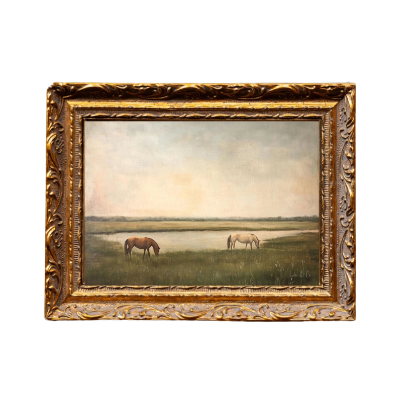Grazing Horses Framed Print [8" x 10"]