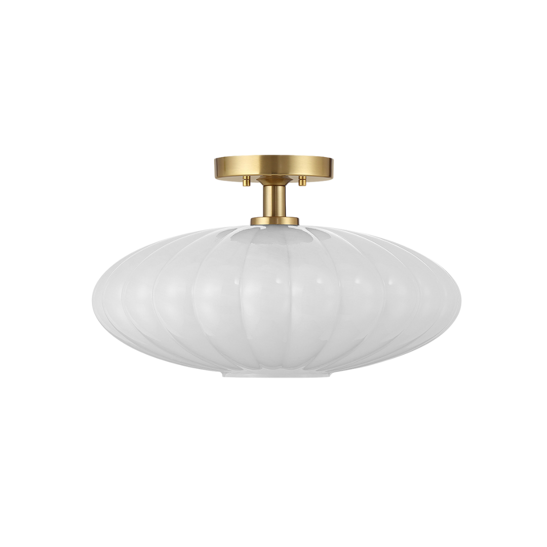 1-Light White Strie Ceiling Light