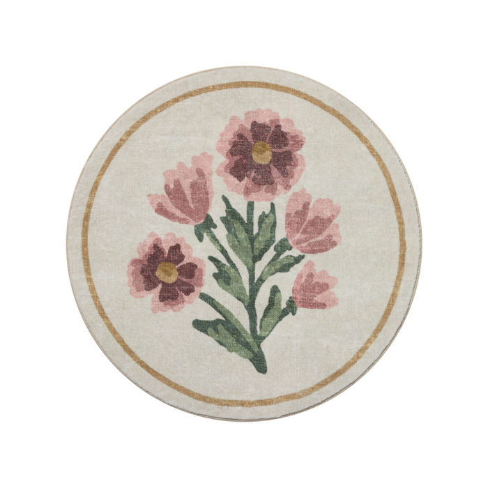 Clove CLO-01 (Chris Loves Julia × Loloi) Round Bath Mat [Ivory/Pink]