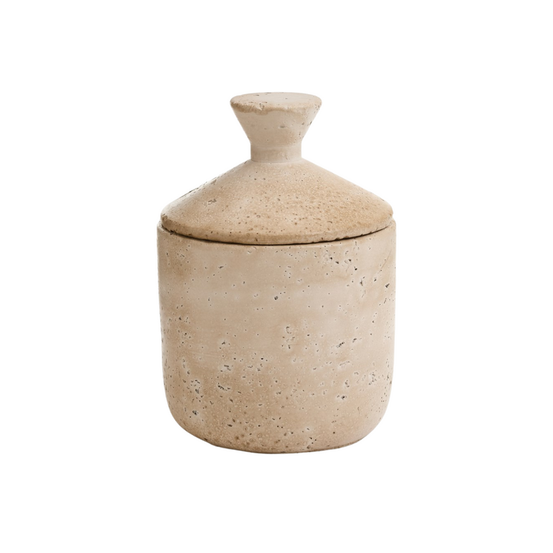 Beige Cement Canister - Travertine Look