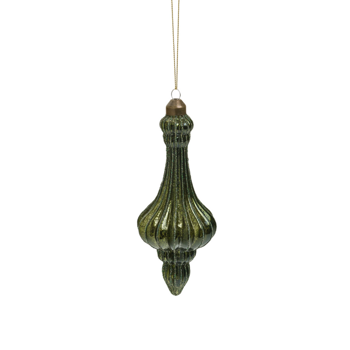 Olive Glass Finial Ornament II