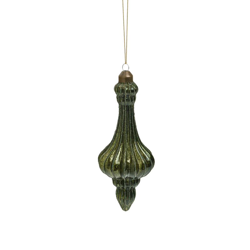Olive Glass Finial Ornament II