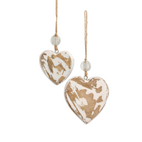 Natural & White Wash Heart Ornament