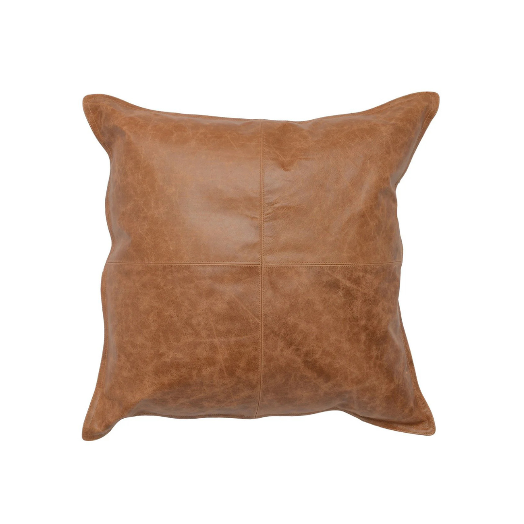 Chestnut Leather Pillow - 22" x 22"