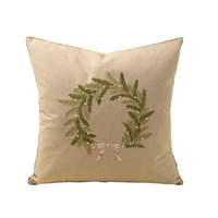 Embroidered Wreath Pillow [20 x 20]