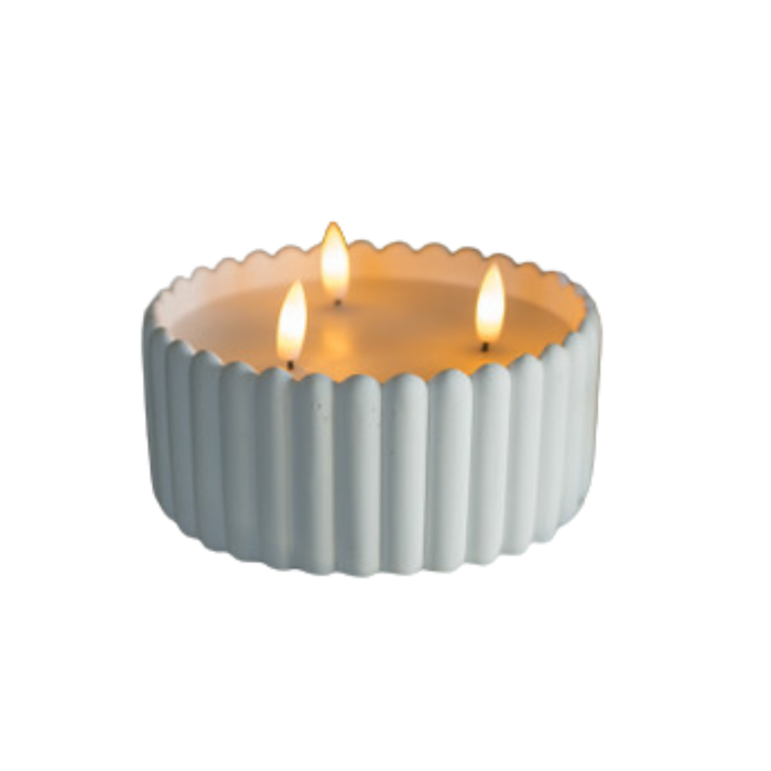 Three Wick 3D Flame Candle [White Cement]
