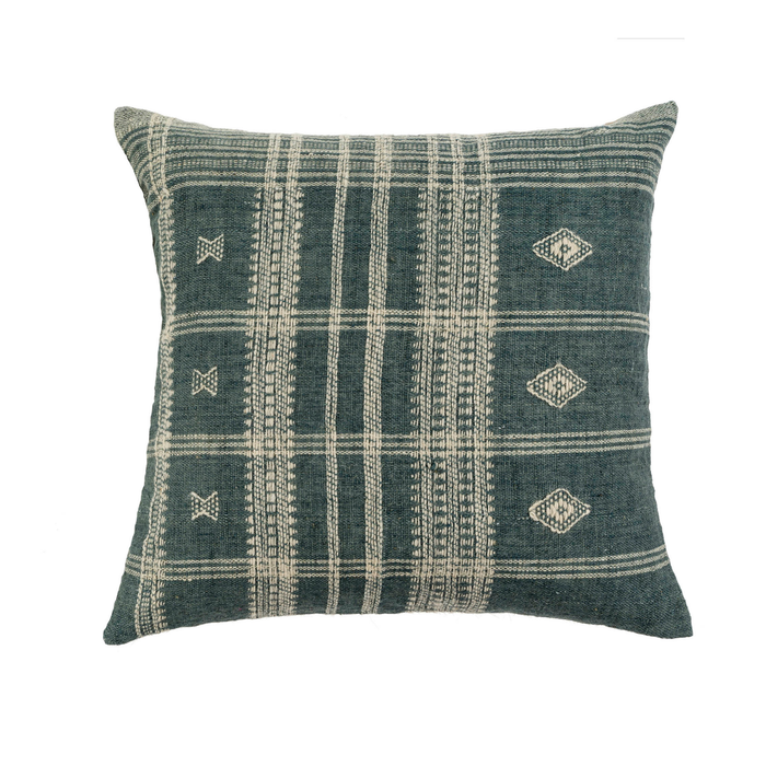 Bhujodi Wool Handloom Pillow, Teal 20" x 20"