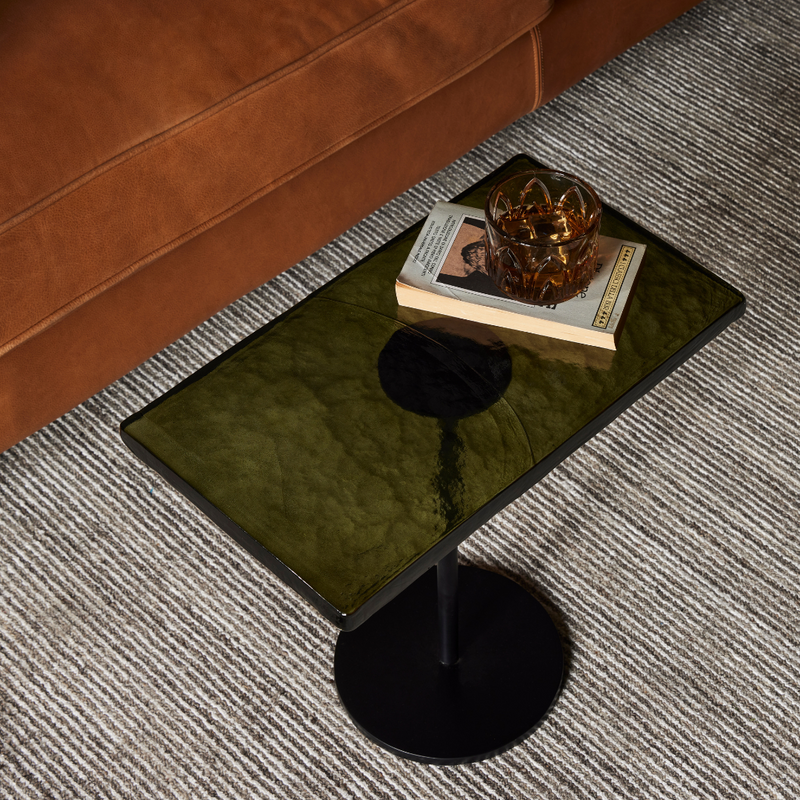 Zeva End Table - Moss Glass Top