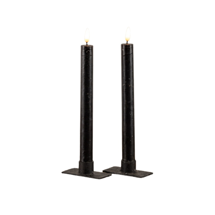 3D Flame Taper Candle [Black - 9.5" -Set of 2]