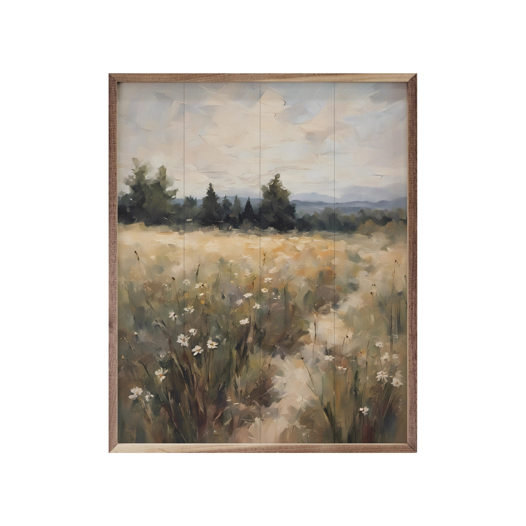 Dirt Road in a Field - 8" x 10" Wooden Art Print