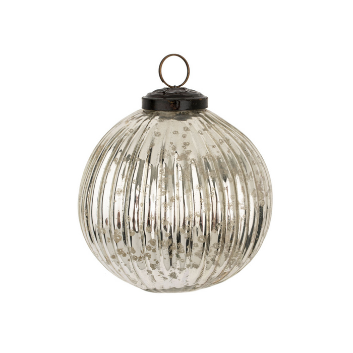Silverfrost Ribbed Ornament