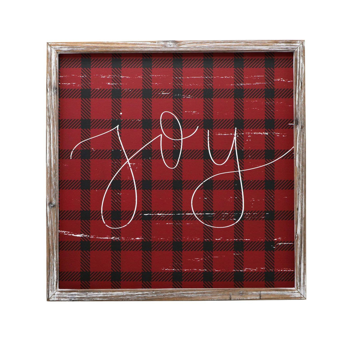 Joy Wood Plaid Sign