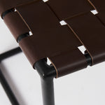 Clarissa Woven Leather Stool Textured Brown Leather