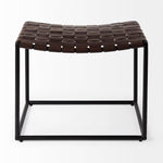 Clarissa Woven Leather Stool Textured Brown Leather