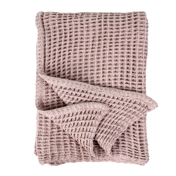 Waffle Woven Throw Pink