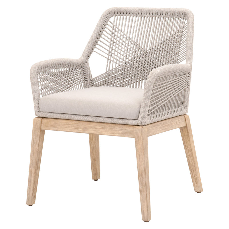 Loom Dining Armchair Taupe and White