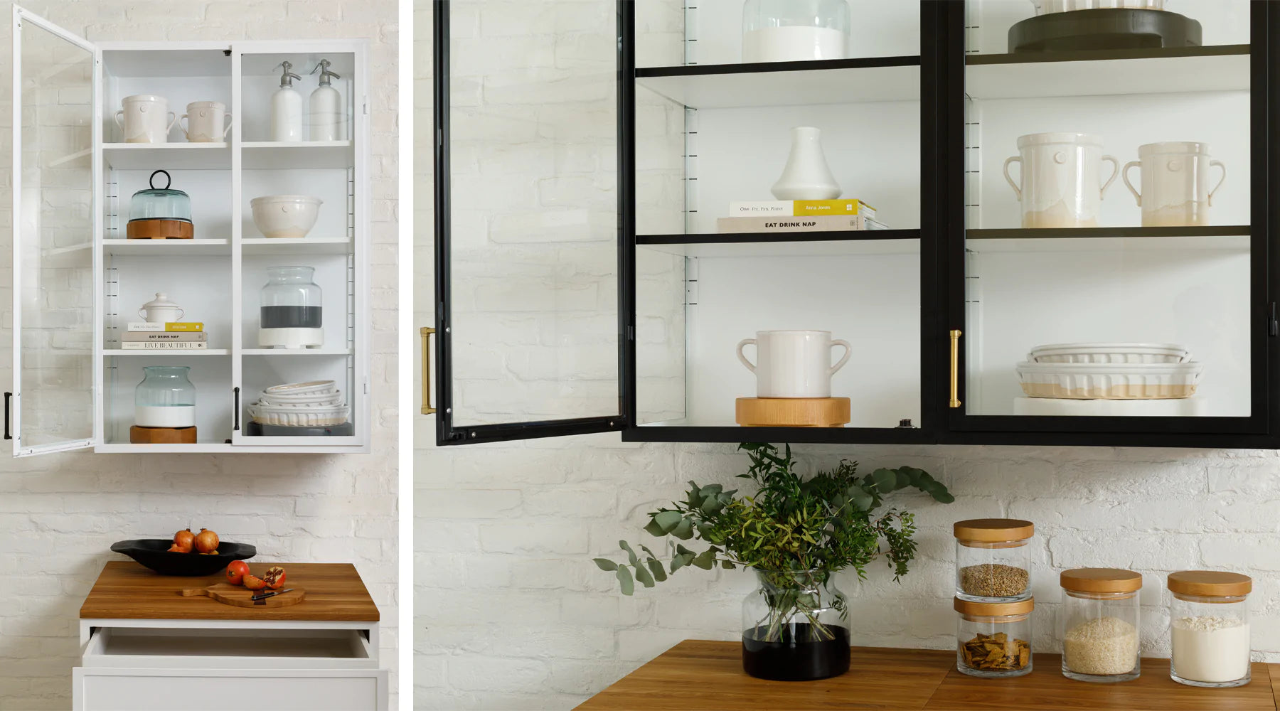 Black Wall Hanging Glass Display Cabinet 2 Door 36 etuHOME