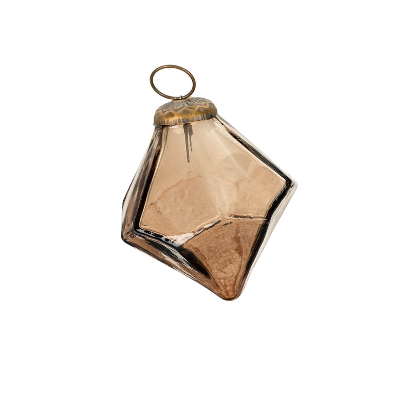 4" Diamond Drop Ornament Brown Luster