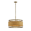 Arcadia 6 Light Warm Brass With Natural Rattan Pendant