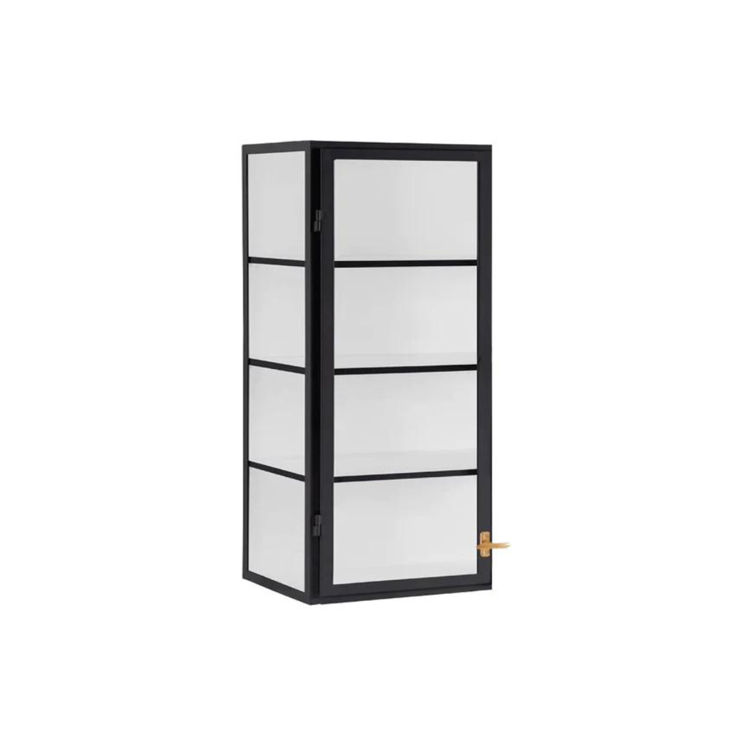 White Wall Hanging Glass Display Cabinet Right Side Hinge 24 Silver Pull